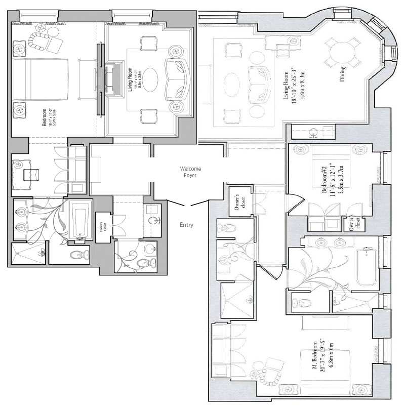 Vanderbilt Fifth Avenue Three Bedroom Suite Floorplan