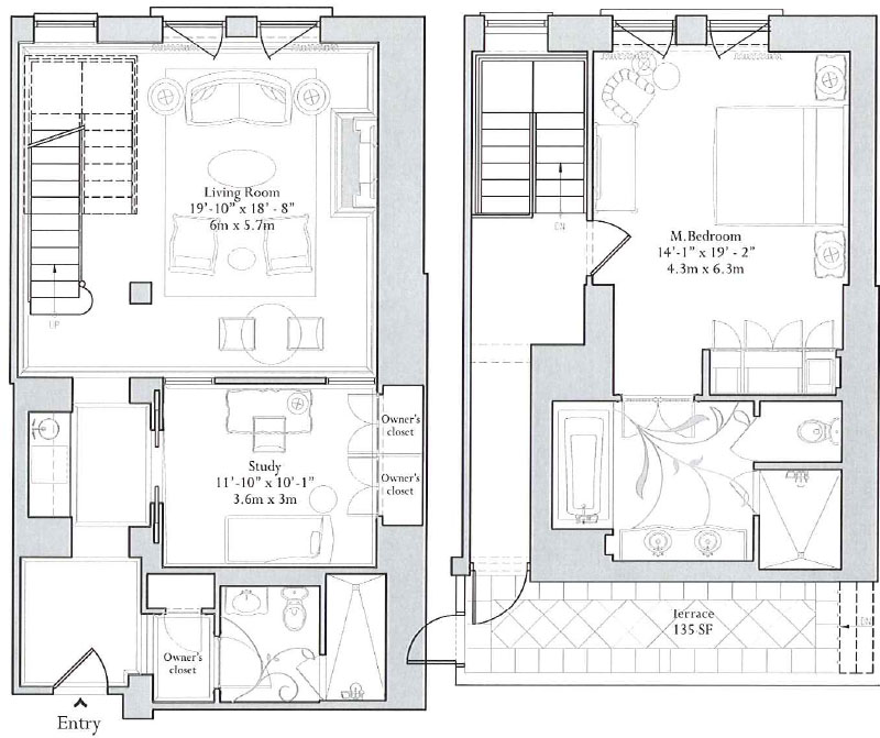 Penthouse One Bedroom Suite King Floorplan