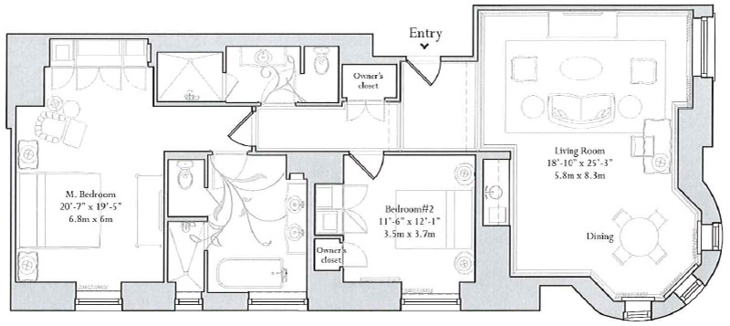 Vanderbilt Fifth Avenue Two Bedroom Suite Floorplan