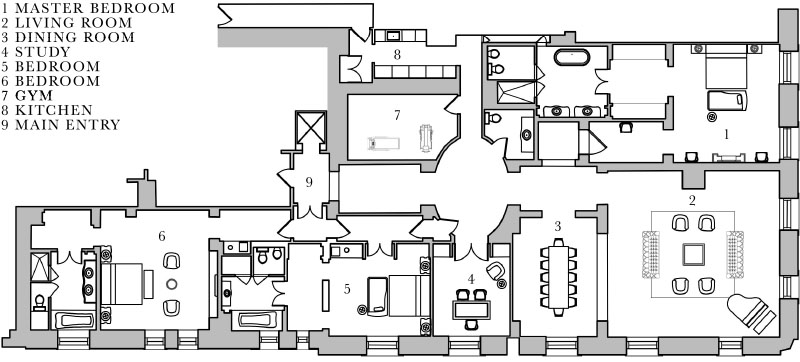 Royal Suite Three Bedroom Floorplan